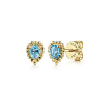 14K Yellow Gold London Blue Topaz Bujukan Pear Shape Stud Earrings - EG14968Y4JBT-Gabriel & Co.-Renee Taylor Gallery