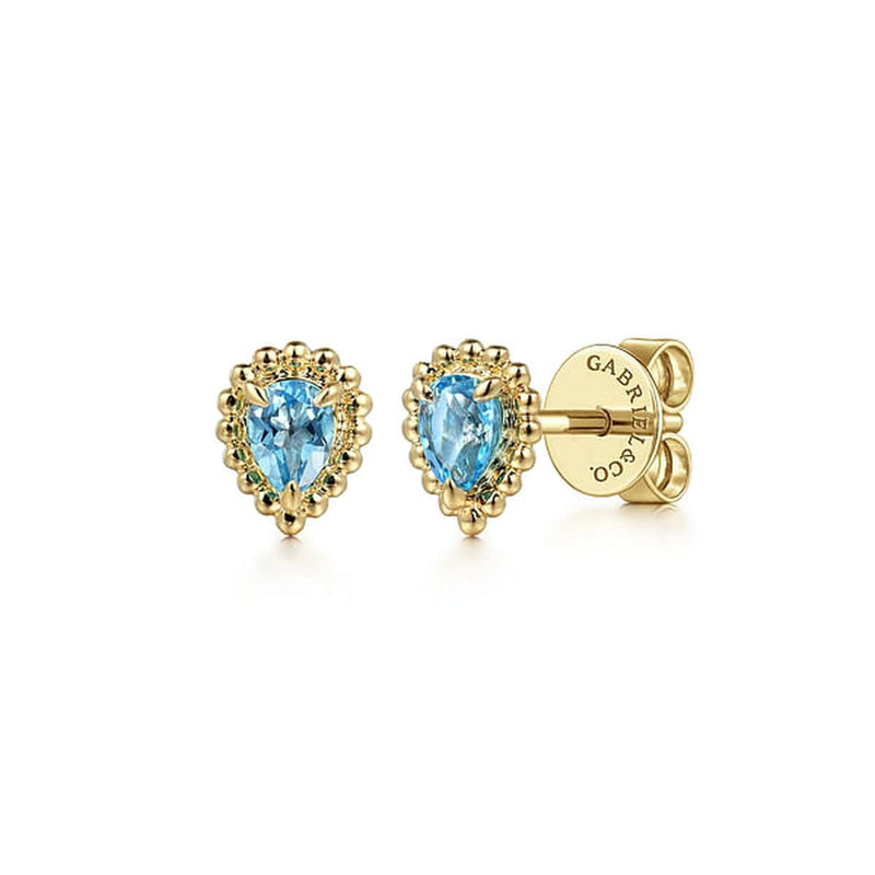 14K Yellow Gold London Blue Topaz Bujukan Pear Shape Stud Earrings - EG14968Y4JBT-Gabriel & Co.-Renee Taylor Gallery