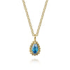 14K Yellow Gold London Blue Topaz Bujukan Teardrop Pendant Necklace - NK7434Y4JBT-Gabriel & Co.-Renee Taylor Gallery