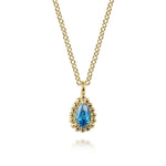 14K Yellow Gold London Blue Topaz Bujukan Teardrop Pendant Necklace - NK7434Y4JBT-Gabriel & Co.-Renee Taylor Gallery