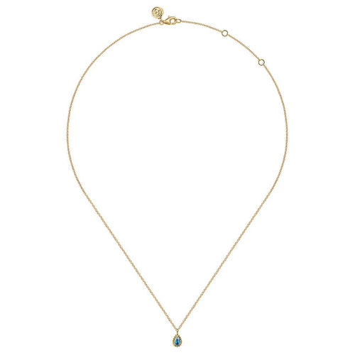 14K Yellow Gold London Blue Topaz Bujukan Teardrop Pendant Necklace - NK7434Y4JBT-Gabriel & Co.-Renee Taylor Gallery