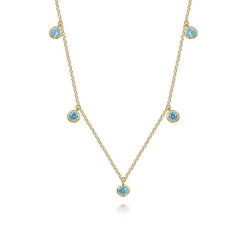 14K Yellow Gold London Blue Topaz Station Necklace - NK7489Y4JBT-Gabriel & Co.-Renee Taylor Gallery