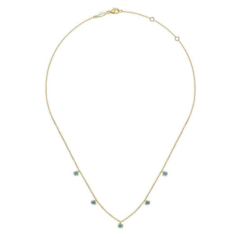 14K Yellow Gold London Blue Topaz Station Necklace - NK7489Y4JBT-Gabriel & Co.-Renee Taylor Gallery