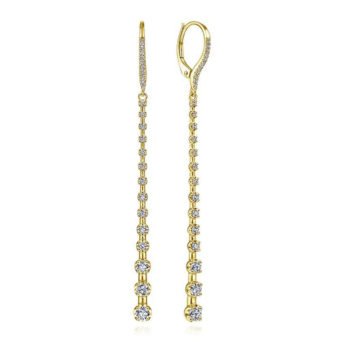 14K Yellow Gold Long Graduating Diamond Bar Earrings - EG13831Y45JJ-Gabriel & Co.-Renee Taylor Gallery