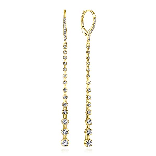 14K Yellow Gold Long Graduating Diamond Bar Earrings - EG13831Y45JJ-Gabriel & Co.-Renee Taylor Gallery