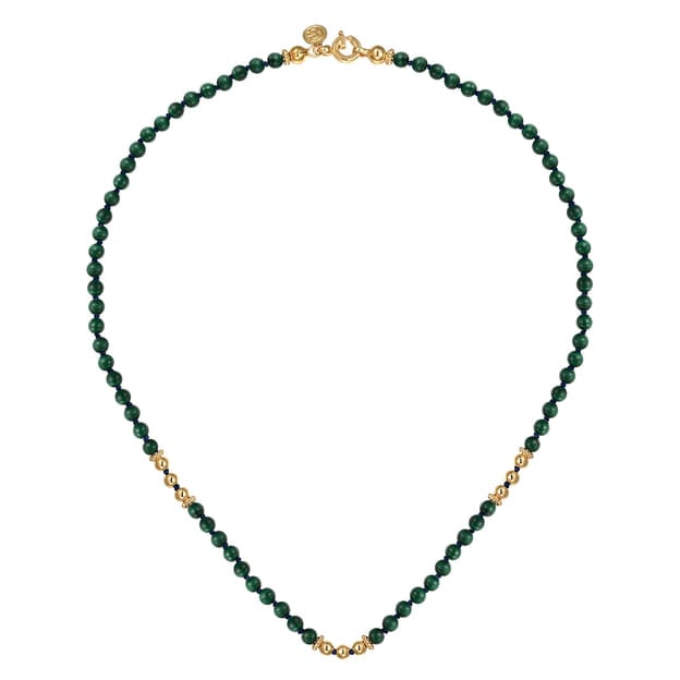14K Yellow Gold Malachite Beads Necklace - NK7525Y4JMA