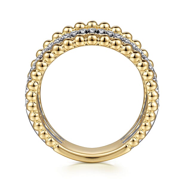 14K Yellow Gold Multi Row Bujukan Beads and Diamond Stackable Ring - LR51667M45JJ-Gabriel & Co.-Renee Taylor Gallery