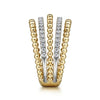 14K Yellow Gold Multi Row Bujukan Beads and Diamond Stackable Ring - LR51667M45JJ-Gabriel & Co.-Renee Taylor Gallery