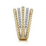 14K Yellow Gold Multi Row Bujukan Beads and Diamond Stackable Ring - LR51667M45JJ-Gabriel & Co.-Renee Taylor Gallery