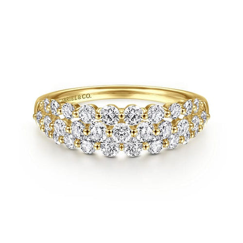 14K Yellow Gold Multi Row Diamond Ring - LR52011Y45JJ-Gabriel & Co.-Renee Taylor Gallery