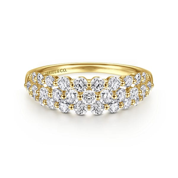 14K Yellow Gold Multi Row Diamond Ring - LR52011Y45JJ-Gabriel & Co.-Renee Taylor Gallery