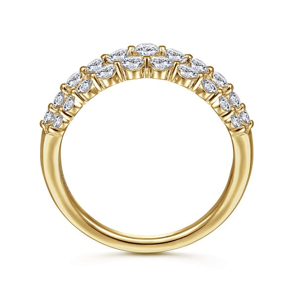 14K Yellow Gold Multi Row Diamond Ring - LR52011Y45JJ-Gabriel & Co.-Renee Taylor Gallery