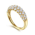 14K Yellow Gold Multi Row Diamond Ring - LR52011Y45JJ-Gabriel & Co.-Renee Taylor Gallery