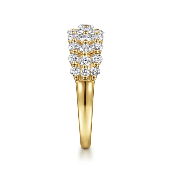 14K Yellow Gold Multi Row Diamond Ring - LR52011Y45JJ-Gabriel & Co.-Renee Taylor Gallery
