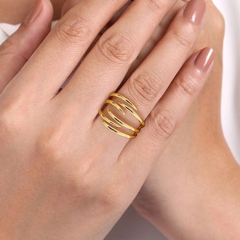 14K Yellow Gold Multi Row Open Claw Ring - LR51957Y4JJJ-Gabriel & Co.-Renee Taylor Gallery
