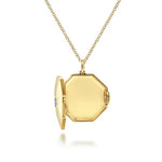 14K Yellow Gold Octagonal Locket Necklace w/ Diamond Star Center - NK6503Y45JJ-Gabriel & Co.-Renee Taylor Gallery