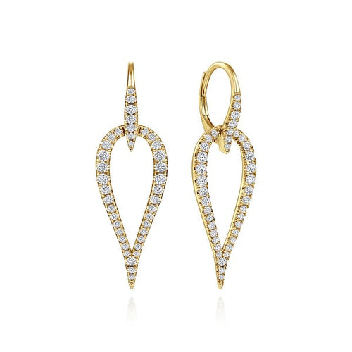 14K Yellow Gold Open Diamond Teardrop Leverback Earrings - EG13833Y45JJ-Gabriel & Co.-Renee Taylor Gallery