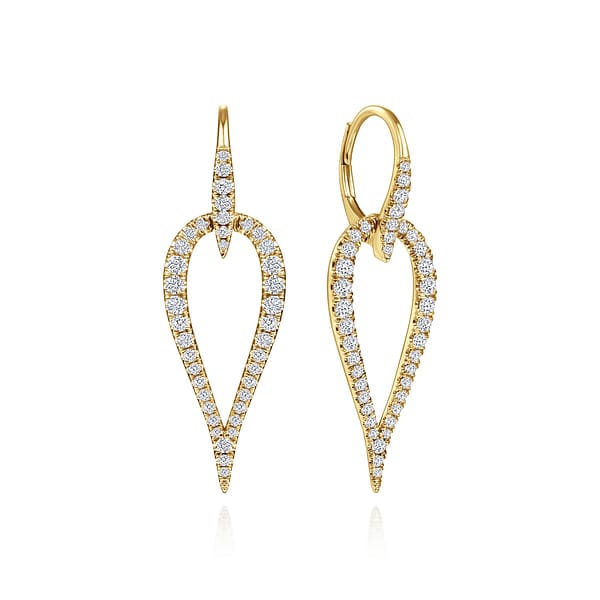 14K Yellow Gold Open Diamond Teardrop Leverback Earrings - EG13833Y45JJ-Gabriel & Co.-Renee Taylor Gallery