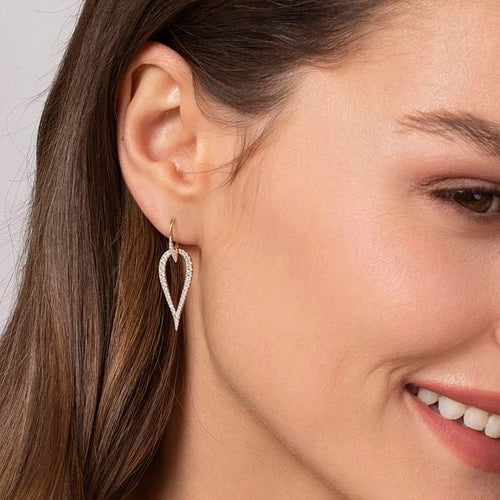 14K Yellow Gold Open Diamond Teardrop Leverback Earrings - EG13833Y45JJ-Gabriel & Co.-Renee Taylor Gallery