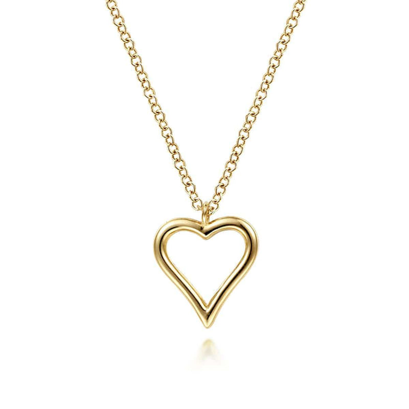 14K Yellow Gold Open Heart Pendant Necklace - NK6526Y4JJJ-Gabriel & Co.-Renee Taylor Gallery