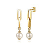 14K Yellow Gold Pearl Stud Drop Link Earrings - EG15190Y4JPL-Gabriel & Co.-Renee Taylor Gallery