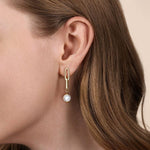 14K Yellow Gold Pearl Stud Drop Link Earrings - EG15190Y4JPL-Gabriel & Co.-Renee Taylor Gallery