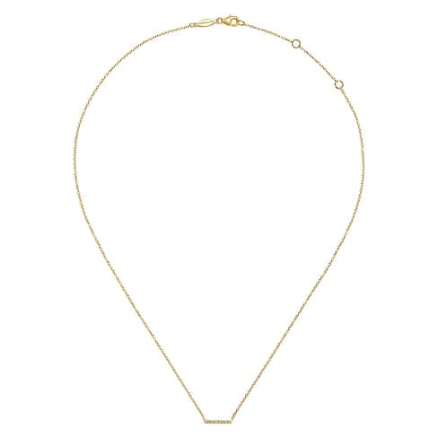 14K Yellow Gold Petite Pavé Diamond Bar Necklace - NK5422Y45JJ-Gabriel & Co.-Renee Taylor Gallery