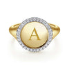 14K Yellow Gold Pinky Signet Ring with Diamond Halo - LR51521Y45JJ-Gabriel & Co.-Renee Taylor Gallery