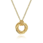 14K Yellow Gold Plain & Bujukan Beaded Interlocking Circles Pendant Necklace - NK6391Y4JJJ-Gabriel & Co.-Renee Taylor Gallery