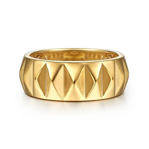14K Yellow Gold Pyramid Bold Stackable Ring - LR52914Y4JJJ-Gabriel & Co.-Renee Taylor Gallery