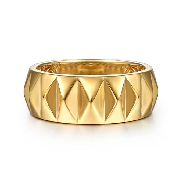 14K Yellow Gold Pyramid Bold Stackable Ring - LR52914Y4JJJ-Gabriel & Co.-Renee Taylor Gallery