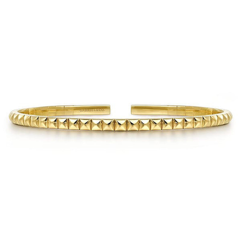 14K Yellow Gold Pyramid Open Bangle - BG4372-65Y4JJJ-Gabriel & Co.-Renee Taylor Gallery