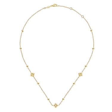 14K Yellow Gold Pyramid Quatrefoil Station Necklace - NK6459Y4JJJ-Gabriel & Co.-Renee Taylor Gallery