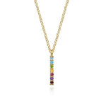 14K Yellow Gold Rainbow Color Stone Bar Necklace - NK7427Y4JMC-Gabriel & Co.-Renee Taylor Gallery