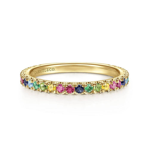 14K Yellow Gold Rainbow Color Stone Stackable Ring Color Collection - LR50889Y4JMC-Gabriel & Co.-Renee Taylor Gallery