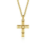 14K Yellow Gold Rectangular Station Cross Pendant - PCM6540Y4JJJ-Gabriel & Co.-Renee Taylor Gallery