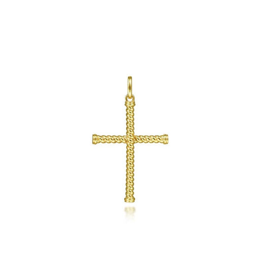 14K Yellow Gold Rope Cross Pendant - PCM6546Y4JJJ-Gabriel & Co.-Renee Taylor Gallery