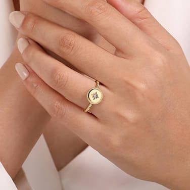 14K Yellow Gold Round Diamond Star Bujukan Ring - LR52241Y45JJ-Gabriel & Co.-Renee Taylor Gallery