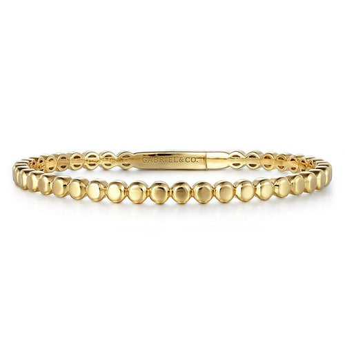 14K Yellow Gold Round Disk Pattern Cuff Bracelet - BG4367-65Y4JJJ-Gabriel & Co.-Renee Taylor Gallery
