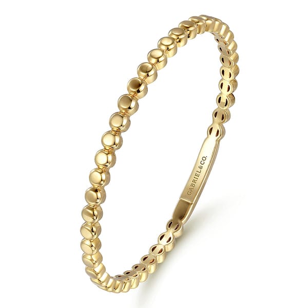 14K Yellow Gold Round Disk Pattern Cuff Bracelet - BG4367-65Y4JJJ-Gabriel & Co.-Renee Taylor Gallery