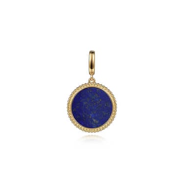 14K Yellow Gold Round Lapis Inlay Pendant - PT6617Y4JLP-Gabriel & Co.-Renee Taylor Gallery