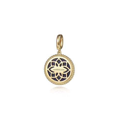 14K Yellow Gold Round Lapis Inlay Pendant - PT6617Y4JLP-Gabriel & Co.-Renee Taylor Gallery