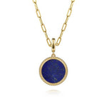 14K Yellow Gold Round Lapis Inlay Pendant - PT6617Y4JLP-Gabriel & Co.-Renee Taylor Gallery