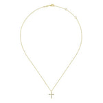 14K Yellow Gold Sculpted Diamond Cross Pendant Necklace - NK5728Y45JJ-Gabriel & Co.-Renee Taylor Gallery