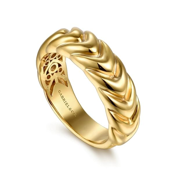14K Yellow Gold Shrimp Bold Stackable - LR52910Y4JJJ-Gabriel & Co.-Renee Taylor Gallery