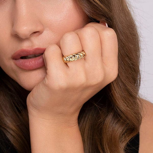 14K Yellow Gold Shrimp Bold Stackable - LR52910Y4JJJ-Gabriel & Co.-Renee Taylor Gallery