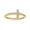 14K Yellow Gold Sideways Diamond Cross Ring - LR50221Y45JJ-Gabriel & Co.-Renee Taylor Gallery