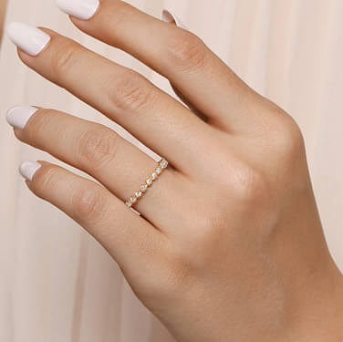 14K Yellow Gold Single Prong Diamond Band - LR51698Y45JJ-Gabriel & Co.-Renee Taylor Gallery