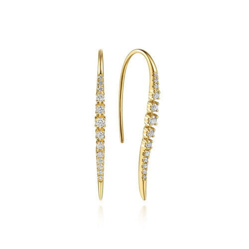 14K Yellow Gold Spike Graduating Diamond Fish Wire Drop Earrings Kaslique Collection - EG15744Y45JJ-Gabriel & Co.-Renee Taylor Gallery