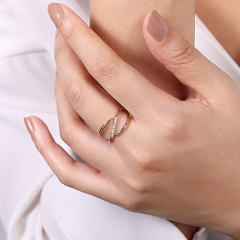 14K Yellow Gold Split Shank Pavé Diamond Wrap Ring - LR51267Y45JJ-Gabriel & Co.-Renee Taylor Gallery